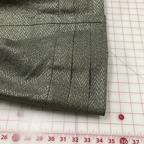 THREAD SOCIAL Cocktail Metallic Pleated SLV Bow Belt Sage Chevron Party Dress 4 - Picture 16 of 16